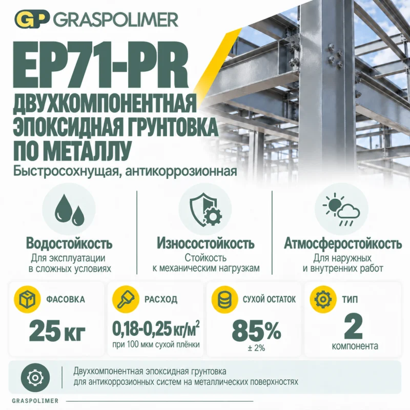 Двухкомпонентная эпоксидная грунтовка по металлу GRASPOLIMER EP71-PR — слайд 2