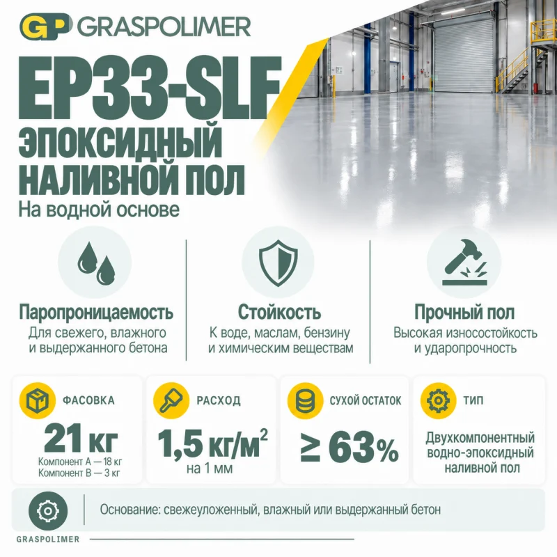 Эпоксидный наливной пол на водной основе GRASPOLIMER EP33-SLF — слайд 2