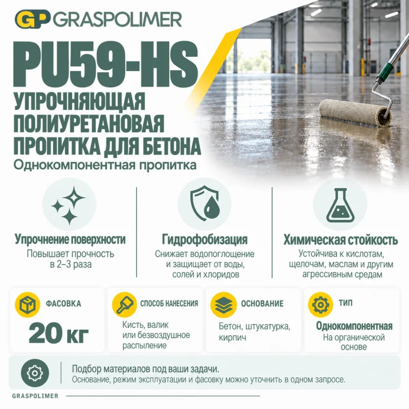 Упрочняющая полиуретановая пропитка для бетона GRASPOLIMER PU59-HS — слайд 2