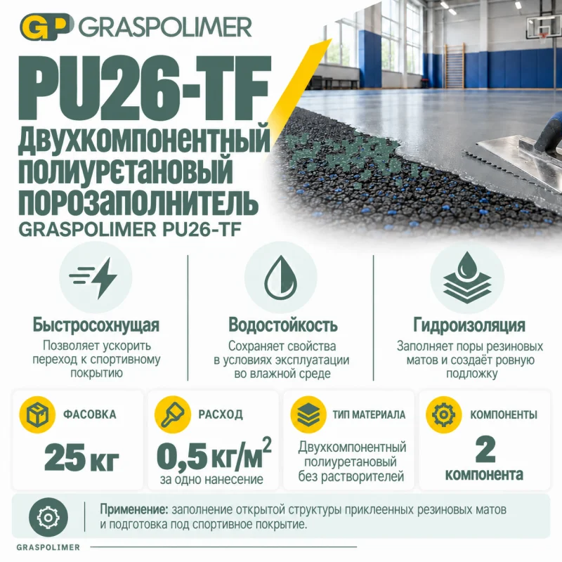 Двухкомпонентный полиуретановый порозаполнитель GRASPOLIMER PU26-TF — слайд 2