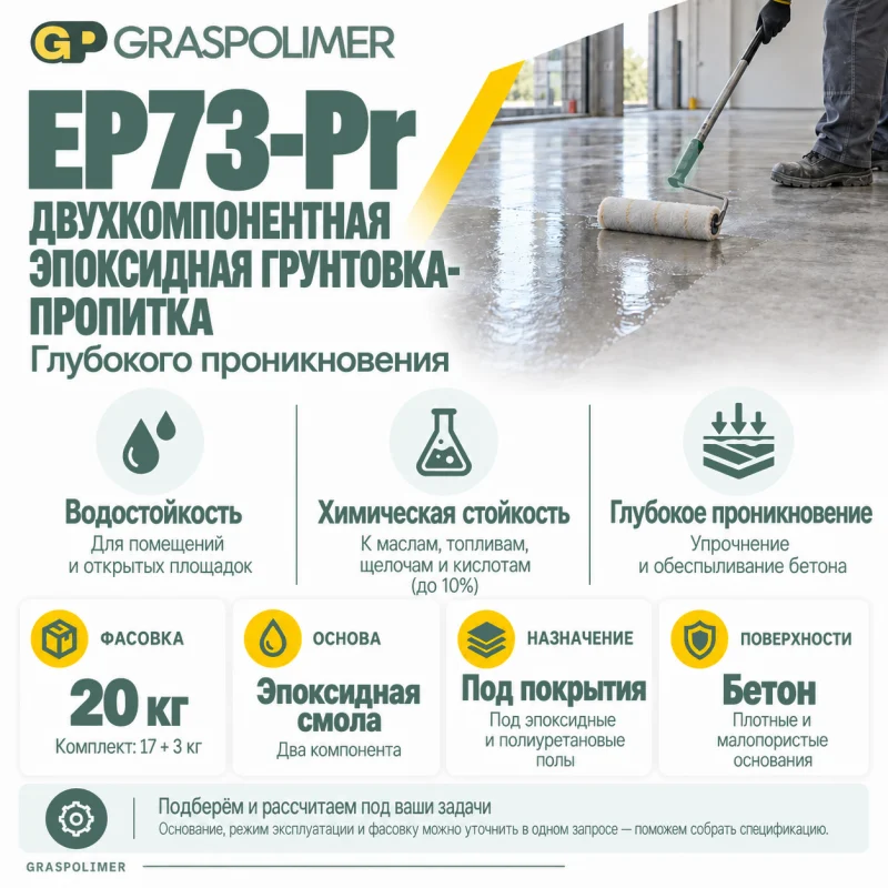 Двухкомпонентная эпоксидная грунтовка глубокого проникновения GRASPOLIMER EP73-Pr — слайд 2