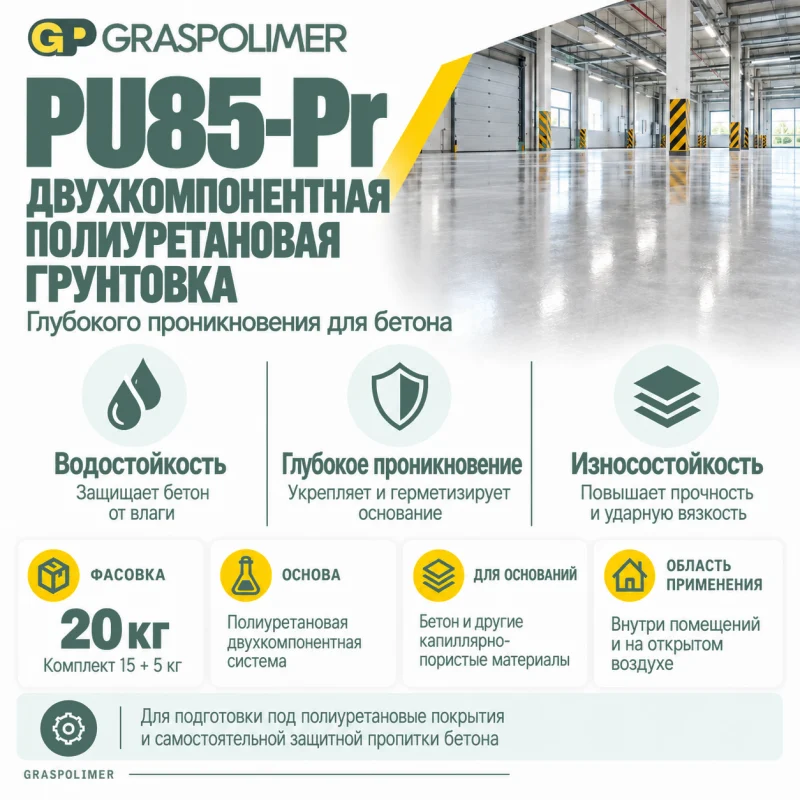 Двухкомпонентная полиуретановая грунтовка GRASPOLIMER PU85-Pr — слайд 2