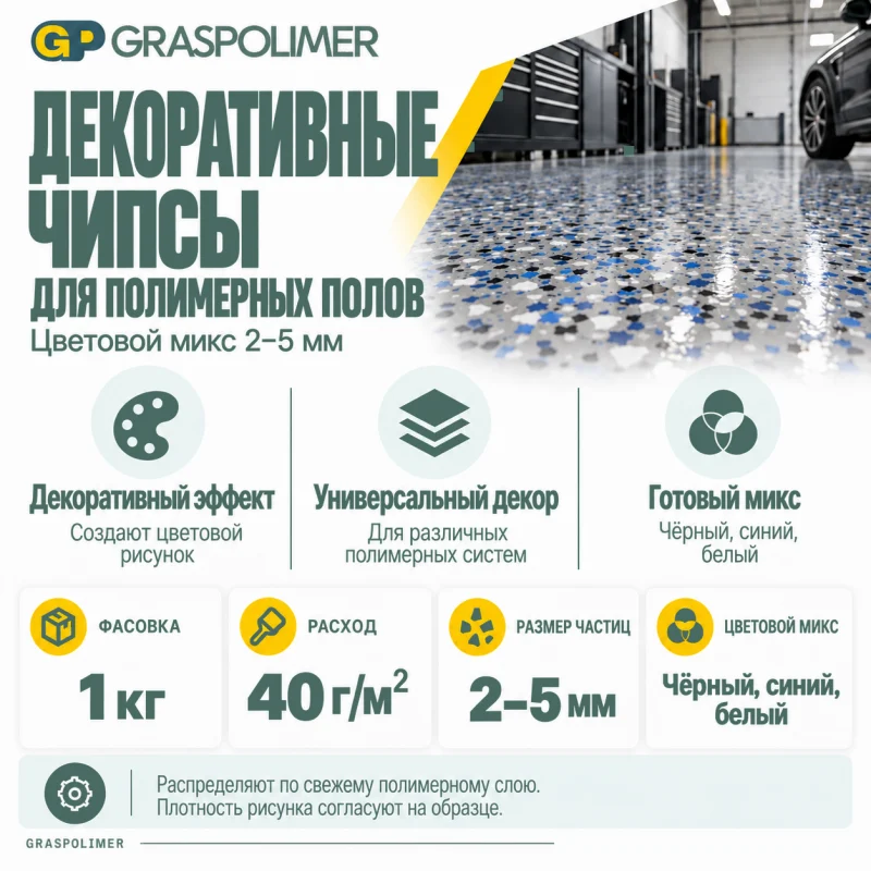 Декоративные чипсы для полимерных полов GRASPOLIMER, 1 кг — слайд 2