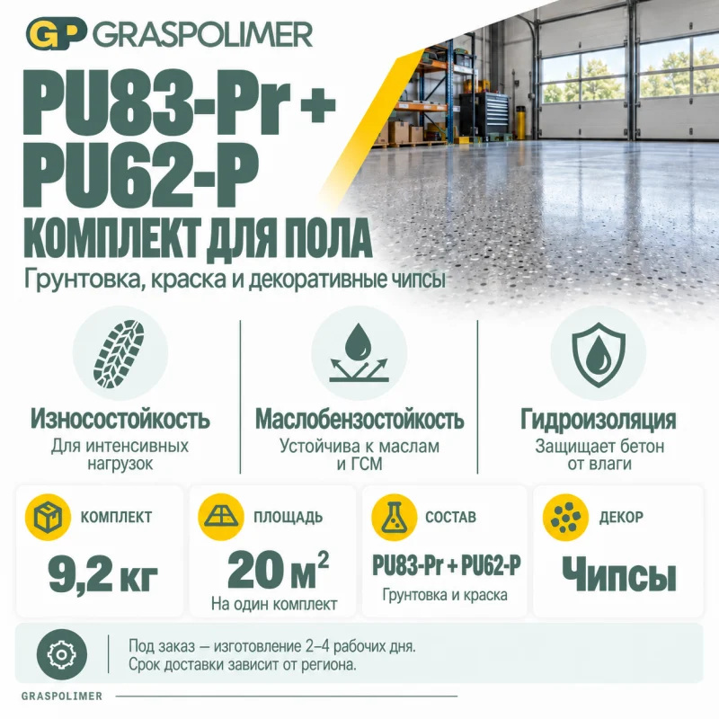 Комплект PU83-Pr + PU62-P для пола, 9,2 кг GRASPOLIMER — слайд 2