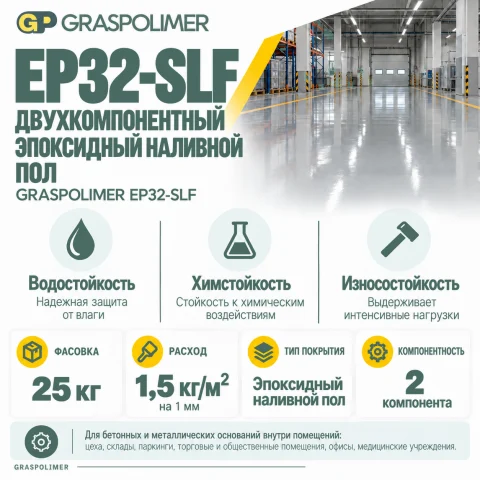 Двухкомпонентный эпоксидный наливной пол GRASPOLIMER EP32-SLF
