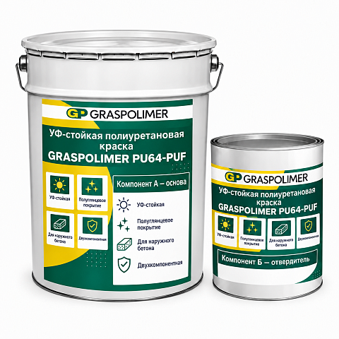 УФ-стойкая полиуретановая краска GRASPOLIMER PU64-PUF